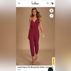 Lulu’s Learning to Fly Red/Burgundy Jumpsuit, size small